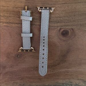 Gray Leather Watch Band with Gold Connectors